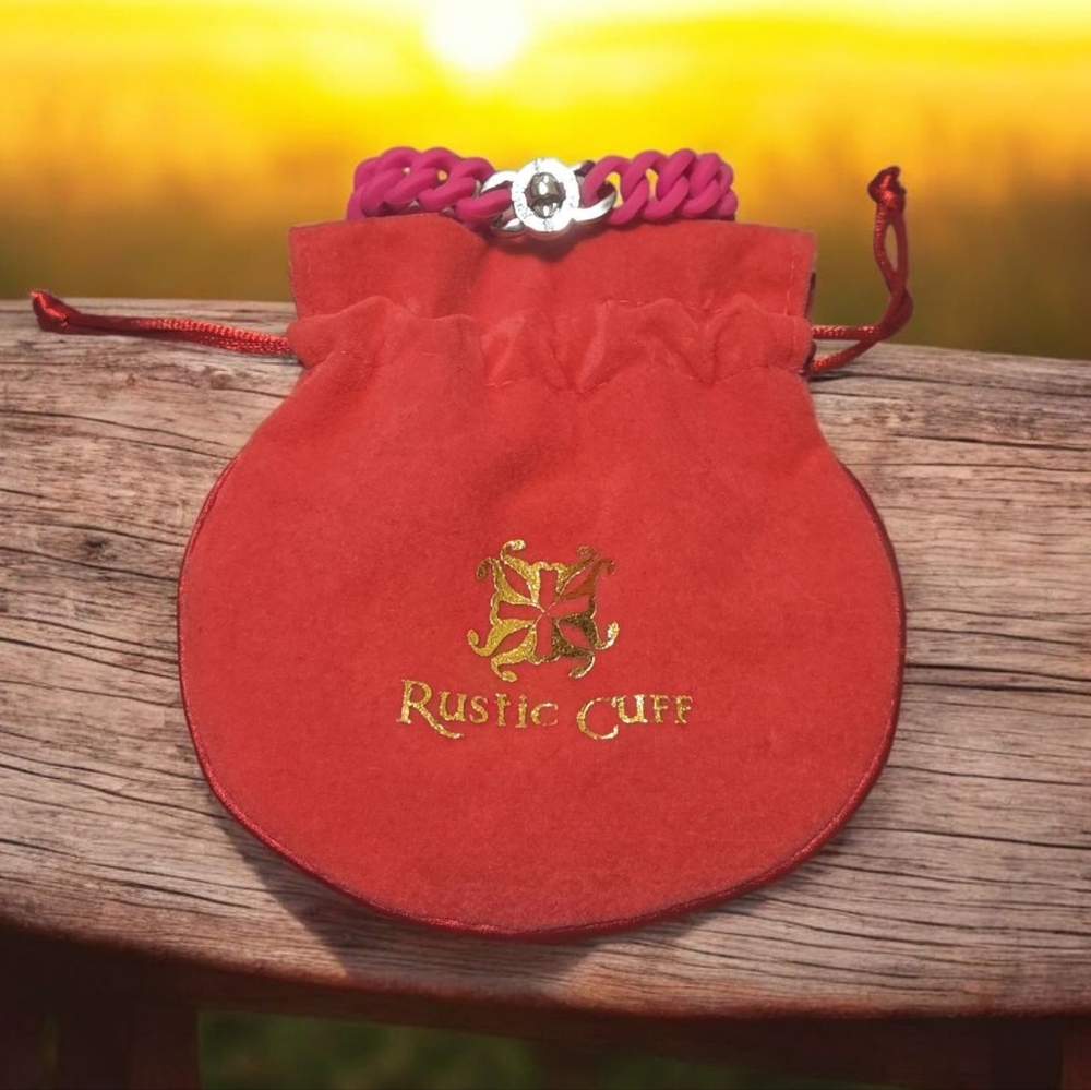 Rustic Cuff Magenta Bracelet with Pink Pouch - Picture 2 of 2